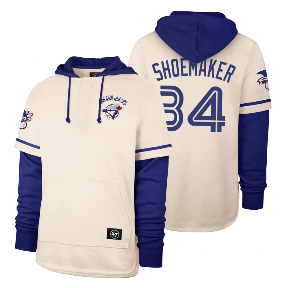 Men Toronto Blue Jays #34 Shoemaker Cream 2021 Pullover Hoodie MLB Jersey->toronto blue jays->MLB Jersey